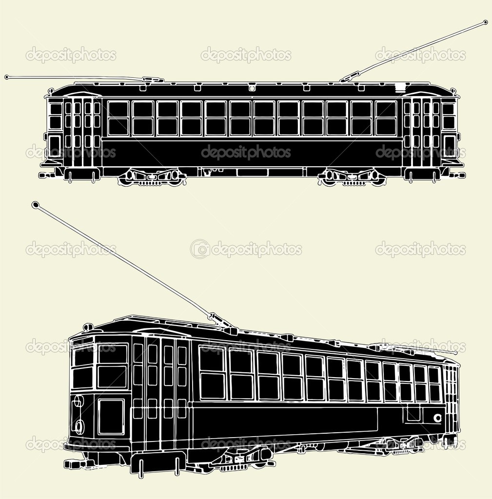 Old Tram Trolley Vector 01