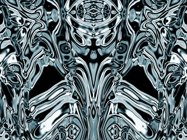 Aliens Spooky Skull Face And Blue Metal Skin Skeleton — Stock Photo, Image