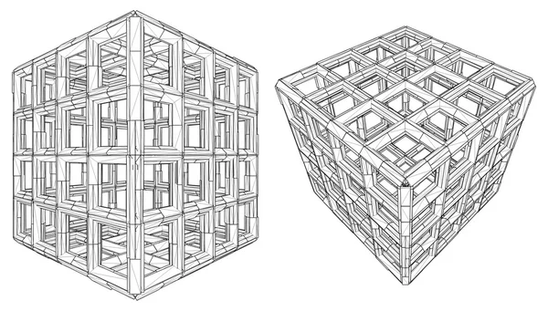 Cage Box Cube Vector — Stock Vector