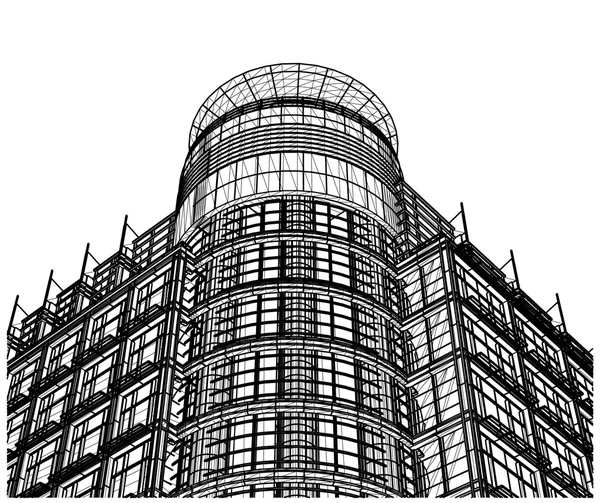 Cercle d'entrée et vecteur quadrant en verre de bâtiment — Image vectorielle