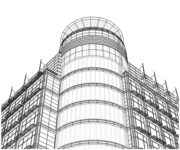 Círculo de entrada de esquina de vidrio de edificio y vector de cuadrante — Vector de stock