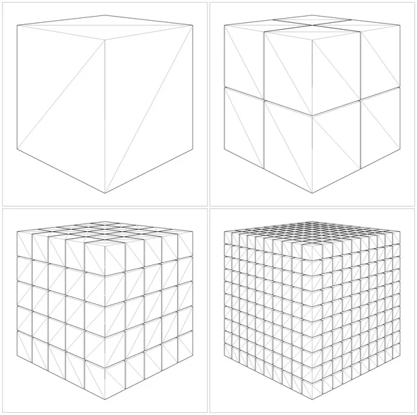 Cut Cube From The Simple To The Complicated Vector — Stock Vector