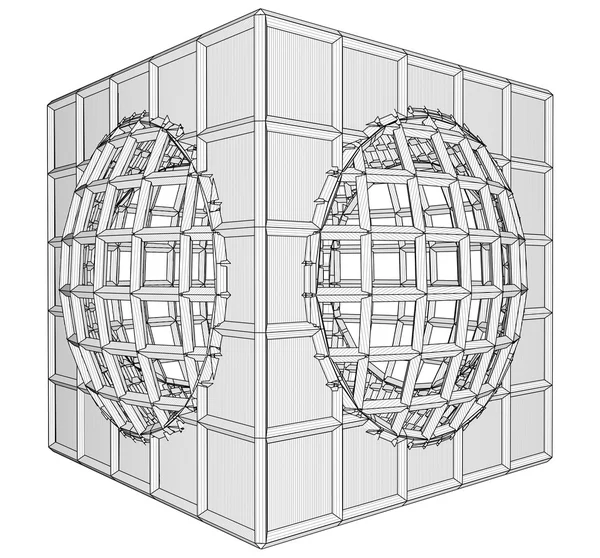 Caixa de gaiola Cubo Vector — Vetor de Stock