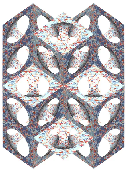 Soustraction ornementale rétro de cube et vecteur sphérique — Image vectorielle