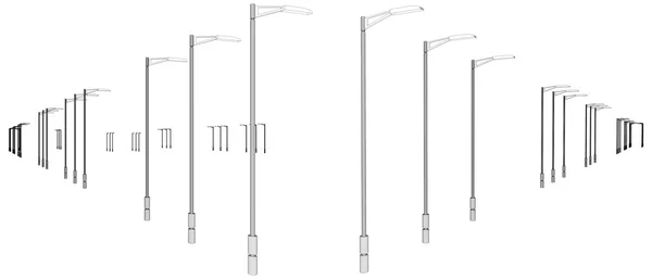 Lichtmasten in een rij vector — Stockvector