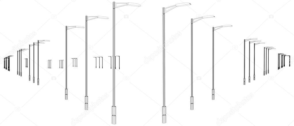Light Poles In A Row Vector