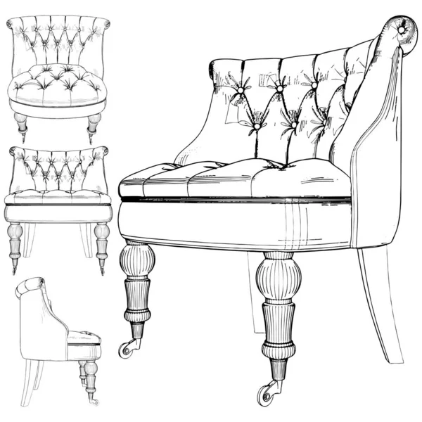 Sillón Antiguo Vector Ilustración Aislado Sobre Fondo Blanco Una Ilustración — Archivo Imágenes Vectoriales