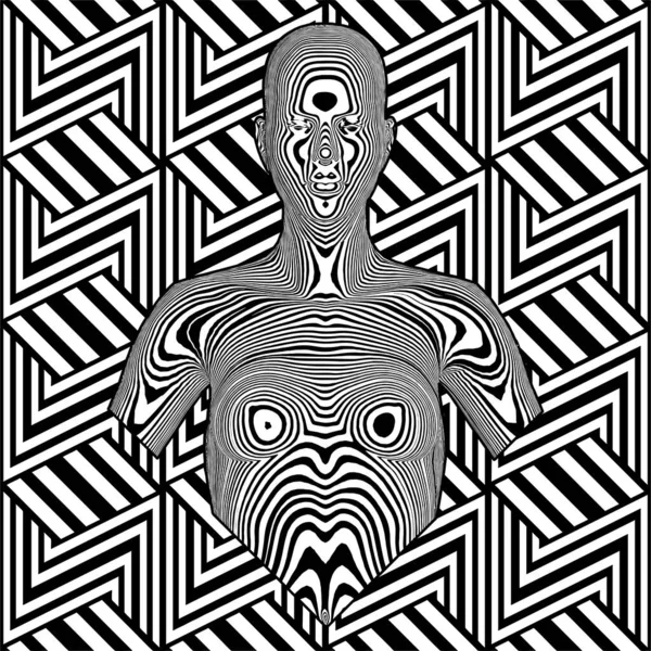 Siyah Beyaz Çizgili Vektörden Yapılmış Zebra Kadın Kadın Kafası Maske — Stok Vektör
