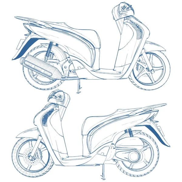 Μοτοσικλέτα Modern Motor Vector Εικονογράφηση Απομονωμένη Λευκό Φόντο Μια Διανυσματική — Διανυσματικό Αρχείο