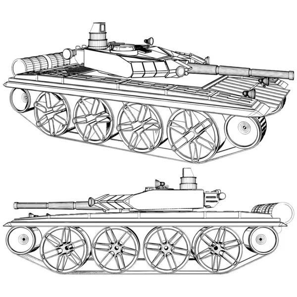 Vojenský Tankový Vektor Ilustrace Izolovaná Bílém Pozadí Vector Illustration Tank — Stockový vektor