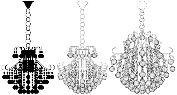 Lüster Kronleuchter Vector Illustration Isoliert Auf Weißem Hintergrund Eine Vektorillustration — Stockvektor