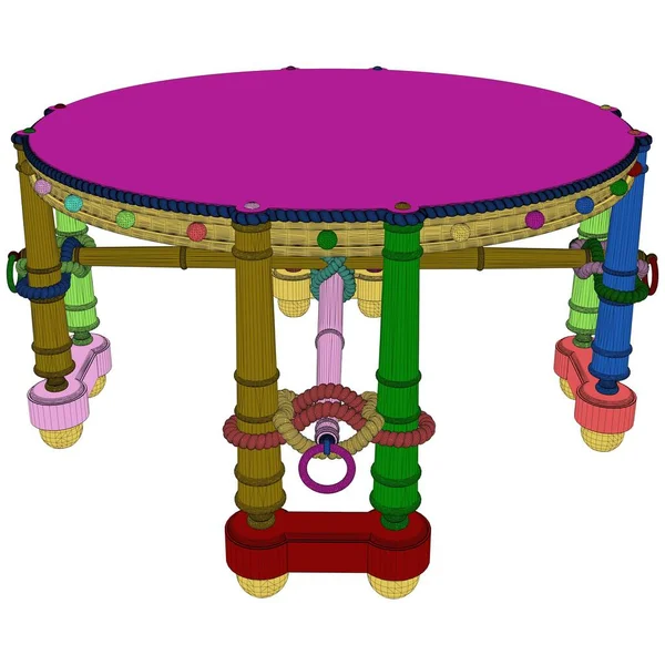 Table Basse Ronde Rétro Antique Vecteur Illustration Isolée Sur Fond — Image vectorielle