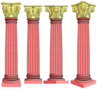 Korint Sütun Vektörü 01. Beyaz arka planda izole edilmiş bir resim. Bir Korint Sütununun vektör çizimi.