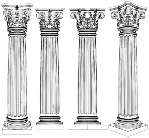 Corinthian Column Vector Ilustração Isolado Fundo Branco Uma Ilustração Vetorial — Vetor de Stock