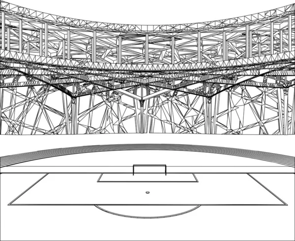 Fußballstadionvektor Illustration Isoliert Auf Weißem Hintergrund Eine Vektorillustration Eines Fußballstadions — Stockvektor