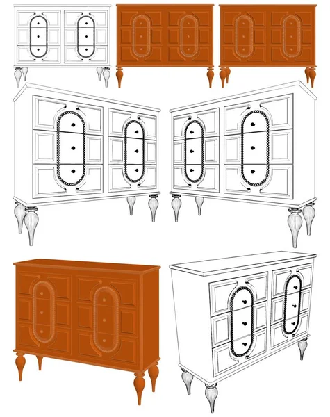 Skåp Commode Vector Illustration Isolerad Vit Bakgrund Vektor Illustration Commode — Stock vektor