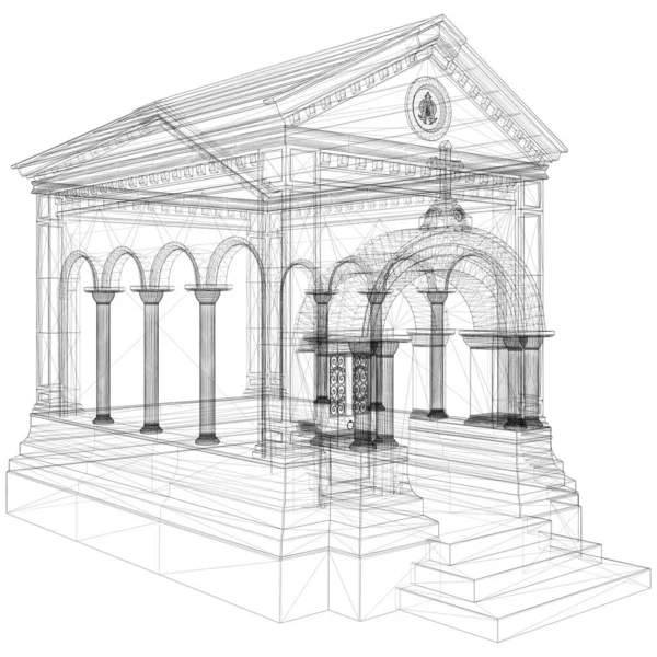 霊廟墓ベクトル 白を基調としたイラスト 霊廟のベクトル図 — ストックベクタ