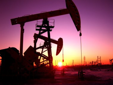 Daqing oil field in China, northeast China, clipart