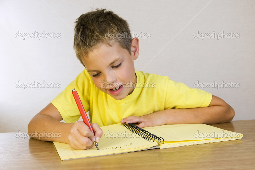 schoolboy writing
