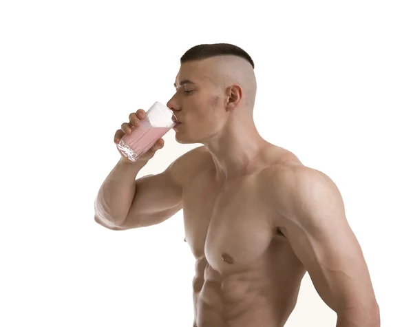 Man drink protein shake — Stock Photo, Image