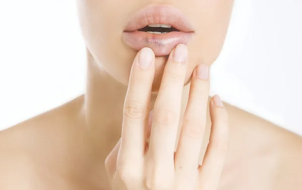 Real lip bruise after injection — Stock Photo, Image