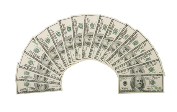 Hundred Dollar Bills Fanned — Stock Photo, Image