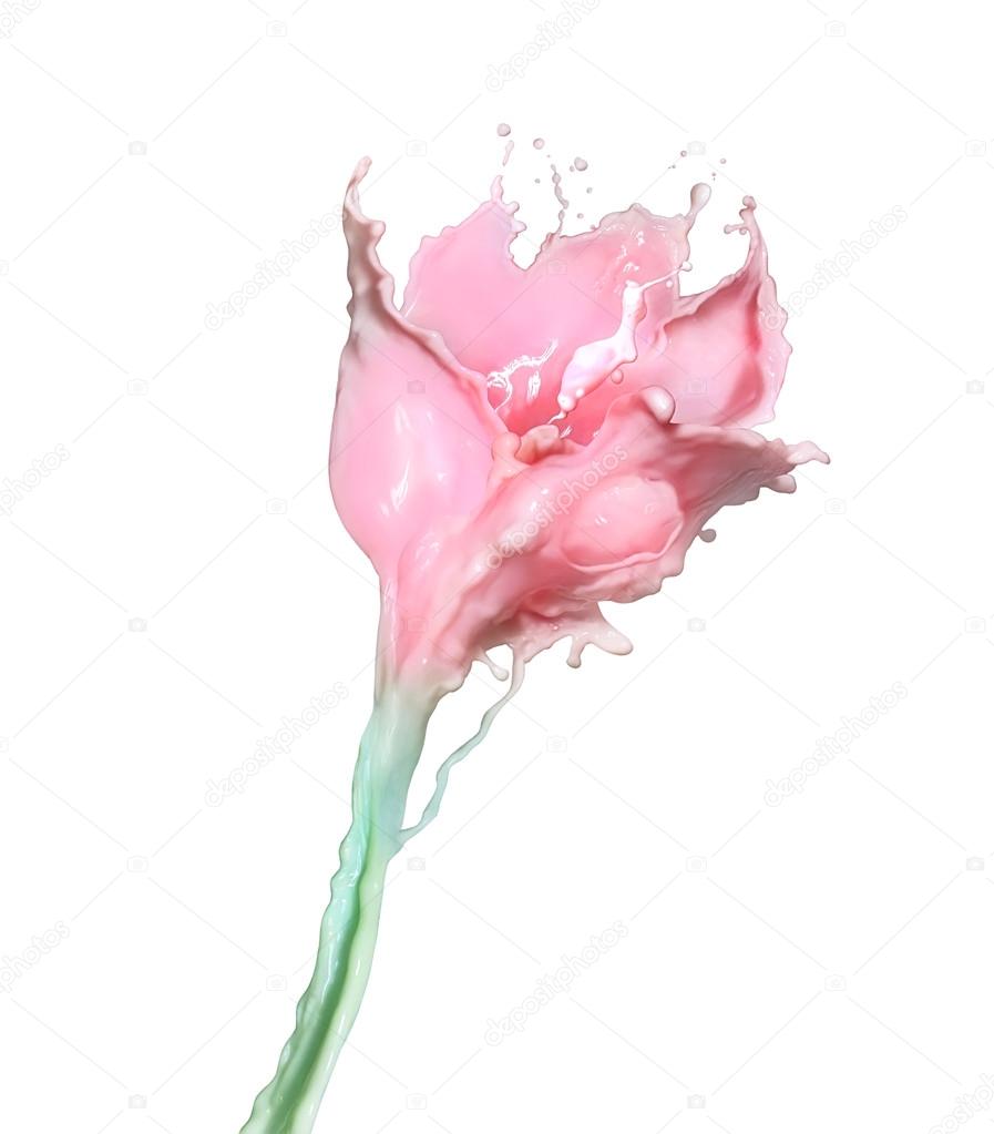 Abstract flower made of Colored splashes, isolated on white back
