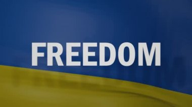 Ukrayna bayrağının önünde özgürlük işareti, 3D render