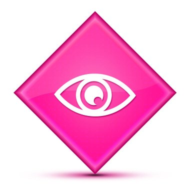 Özel mavi elmas düğmesine izole edilmiş göz simgesi soyut resimleme