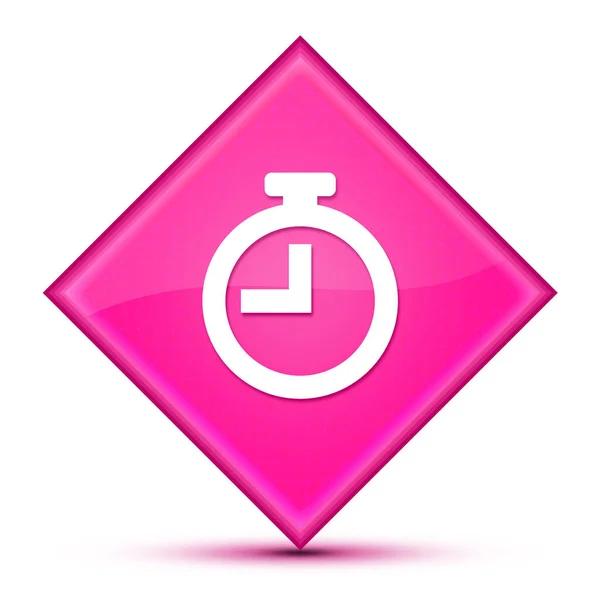 Timer Symbol Isoliert Auf Speziellen Rosa Diamant Knopf Abstrakte Illustration — Stockfoto