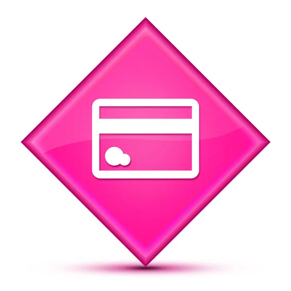 Иконка Кредитной Карты Изолирована Специальной Розовой Кнопке Бриллиантом — стоковое фото