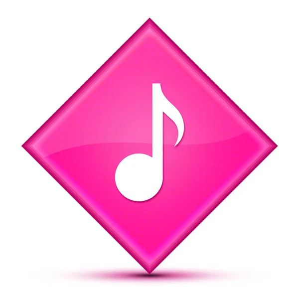 ピンクのダイヤモンドボタンの抽象的なイラストに孤立した音楽アイコン — ストック写真