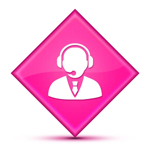 Иконка Менеджера Поддержки Изолирована Специальной Розовой Кнопке Бриллиантом — стоковое фото