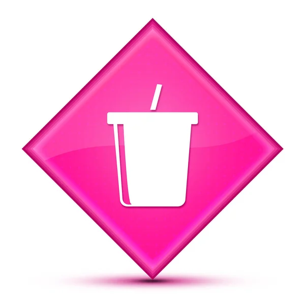 Иконка Соды Выделенная Специальной Розовой Кнопке Бриллиантом — стоковое фото