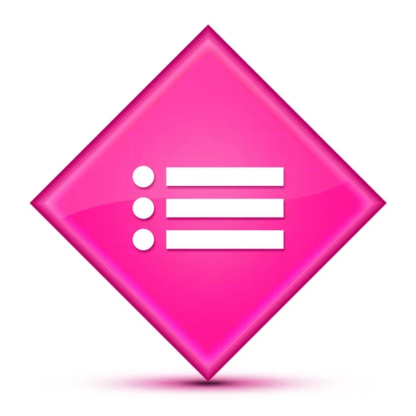 在特殊的粉色菱形按钮抽象图上孤立的列表图标 — 图库照片