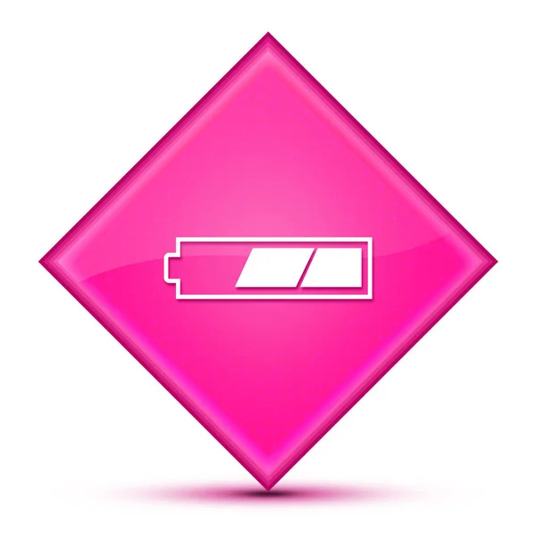 Tercer Icono Batería Cargada Aislado Ilustración Abstracta Botón Diamante Rosa — Foto de Stock