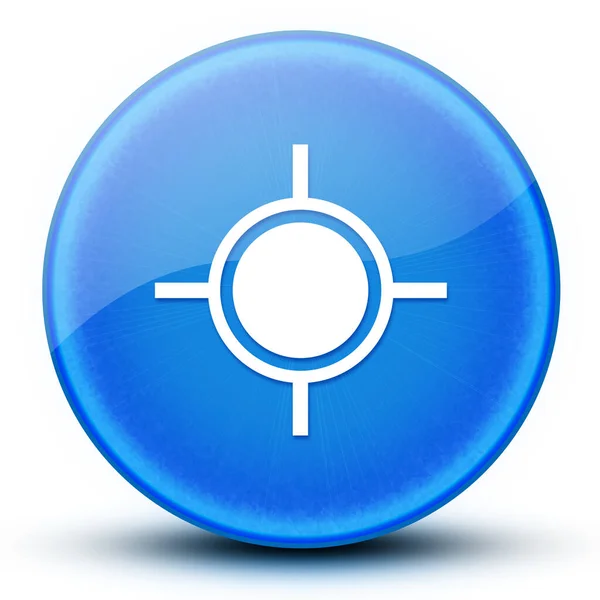 位置眼球光滑典雅的蓝色圆形按钮抽象插图 — 图库照片
