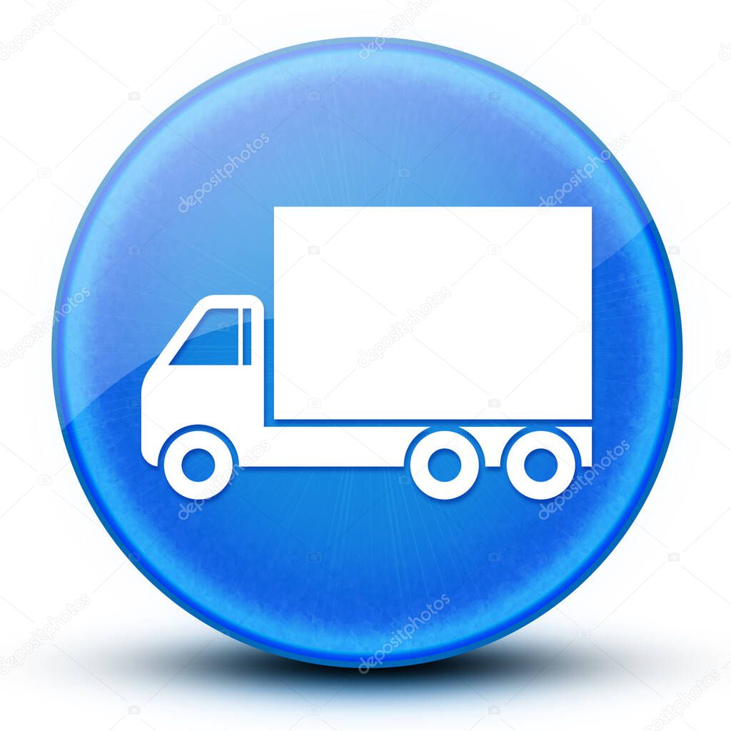 Truck eyeball glossy elegant blue round button abstract illustration