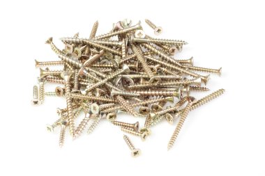 Beyaz arka plan üzerinde izole teknoloji vida yığını.