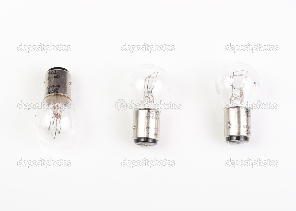 Three light bulbs isolated on white background.