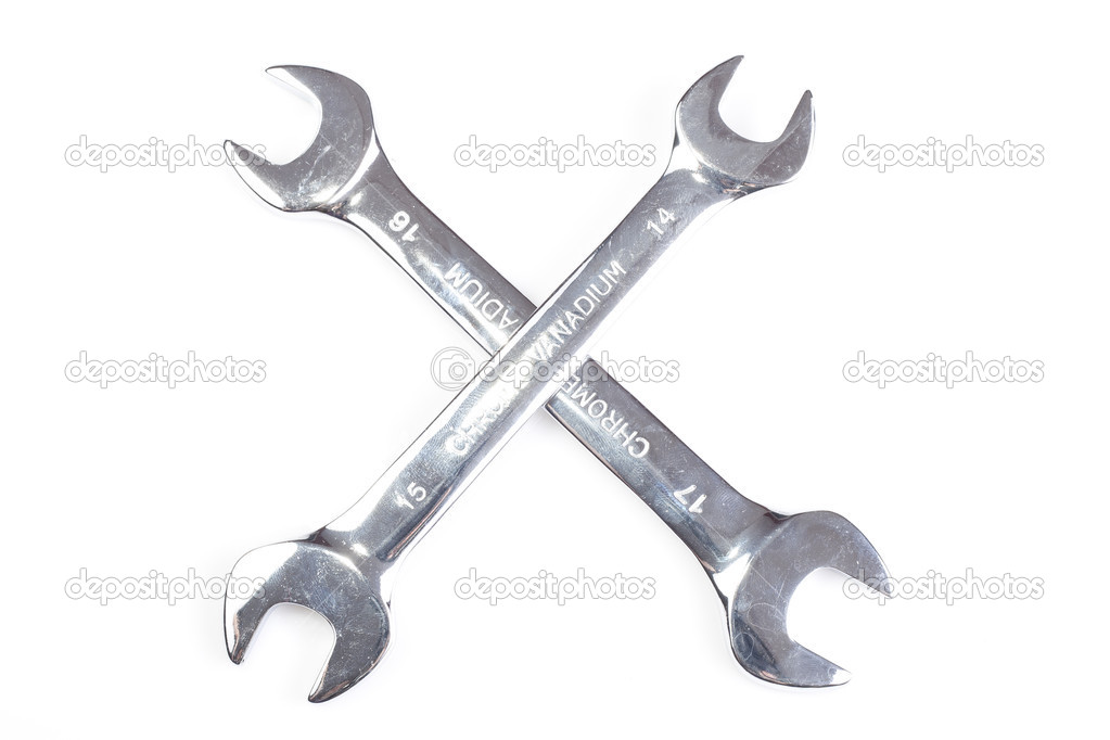 Two metal wrenches isolated on white background.