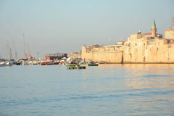 Acre Şehir Kalesi Limanı Unesco Mirası Sabahın Erken Saatlerinde Srail — Stok fotoğraf