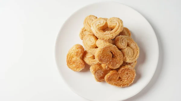 Biscuits Palmier Biscuits Français Faits Pâte Feuilletée Aussi Appelés Feuilles — Photo