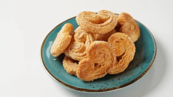 Biscuits Palmier Biscuits Français Faits Pâte Feuilletée Aussi Appelés Feuilles — Photo