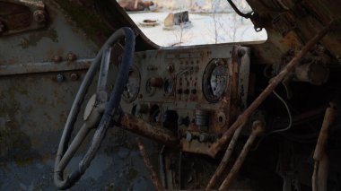 BTR-152 Taşıyıcı 'nın iç görüntüsü. Altı tekerlekli Sovyet zırhlı personel taşıyıcısı. İsrail Ordusu tarafından hedef alınmıştı..