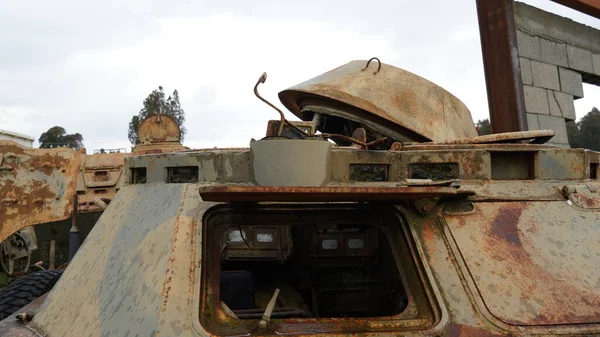 Vehículos Combate Soviéticos Oxidados Armas Utilizadas Como Objetivo Para Disparar —  Fotos de Stock