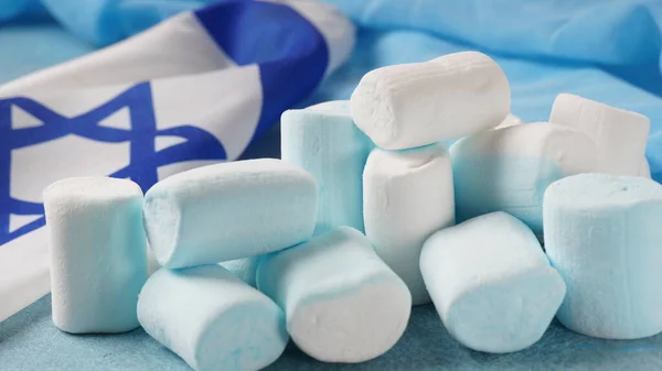 Israel National Flag Marshmallows Concept Independence Day Israel Yom Atzmaut — 스톡 사진
