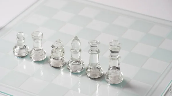 Pieces Transparent Chess King Queen Knight Horse Bishop Rook Pawn — Foto Stock
