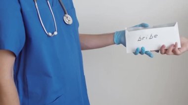 Bir hastanın eline, bir doktora rüşvet olarak para vererek. Pahalı ilaç kavramı