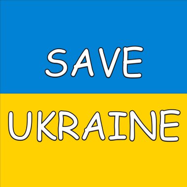 Ukrayna bayrağıyla Ukrayna metnini kaydet. Uluslararası protesto ve siyasi ilişki